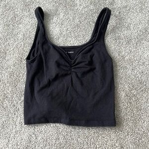 xs black cropped tank top from american eagle